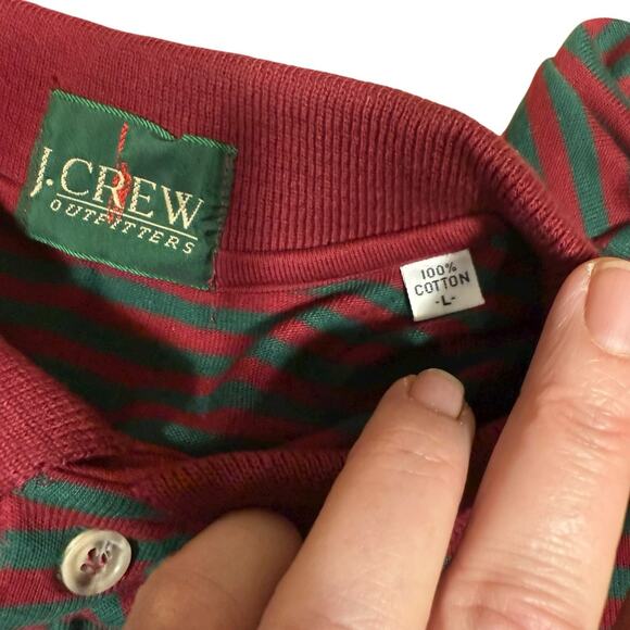 Vtg 80s J Crew Oarsman Outfitters Polo Women's Large Red Green Preppy Prep - Picture 4 of 8
